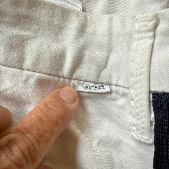 MOTHER THE STRAIGHT SHAKER ANKLE PREP CROPPED PANT WHITE CHALK RACER STRIPE 28 - Picture 11 of 11